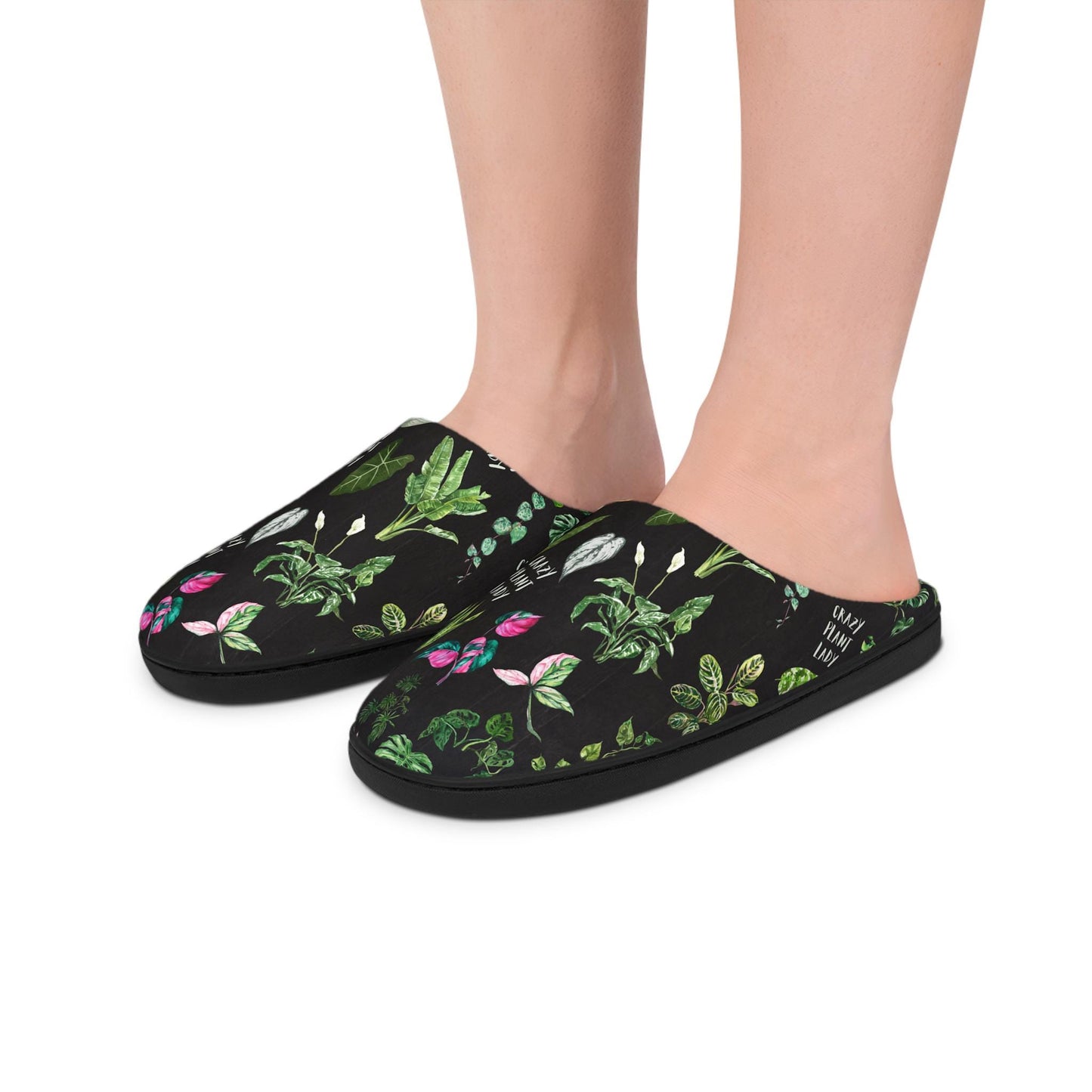 Slippers, Plant Slippers - Crazy Plant Lady House Shoes, Indoor Gardener Gift, Plant Lover Slip-Ons, Botanical Footwear, Green Thumb