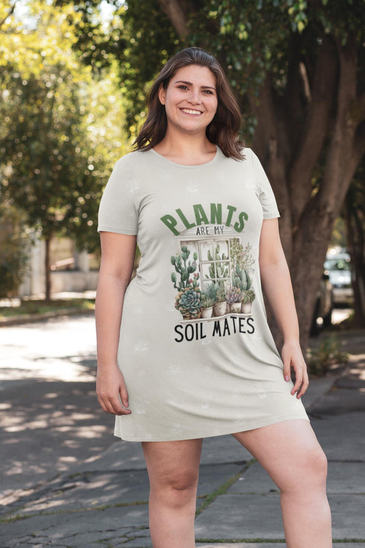 Plant Gift, Plant Lover T-Shirt Dress, Jammies For her, Christmas Gift for Plant lover, Perfect Gift for Plant Mom, Gardeners Gift