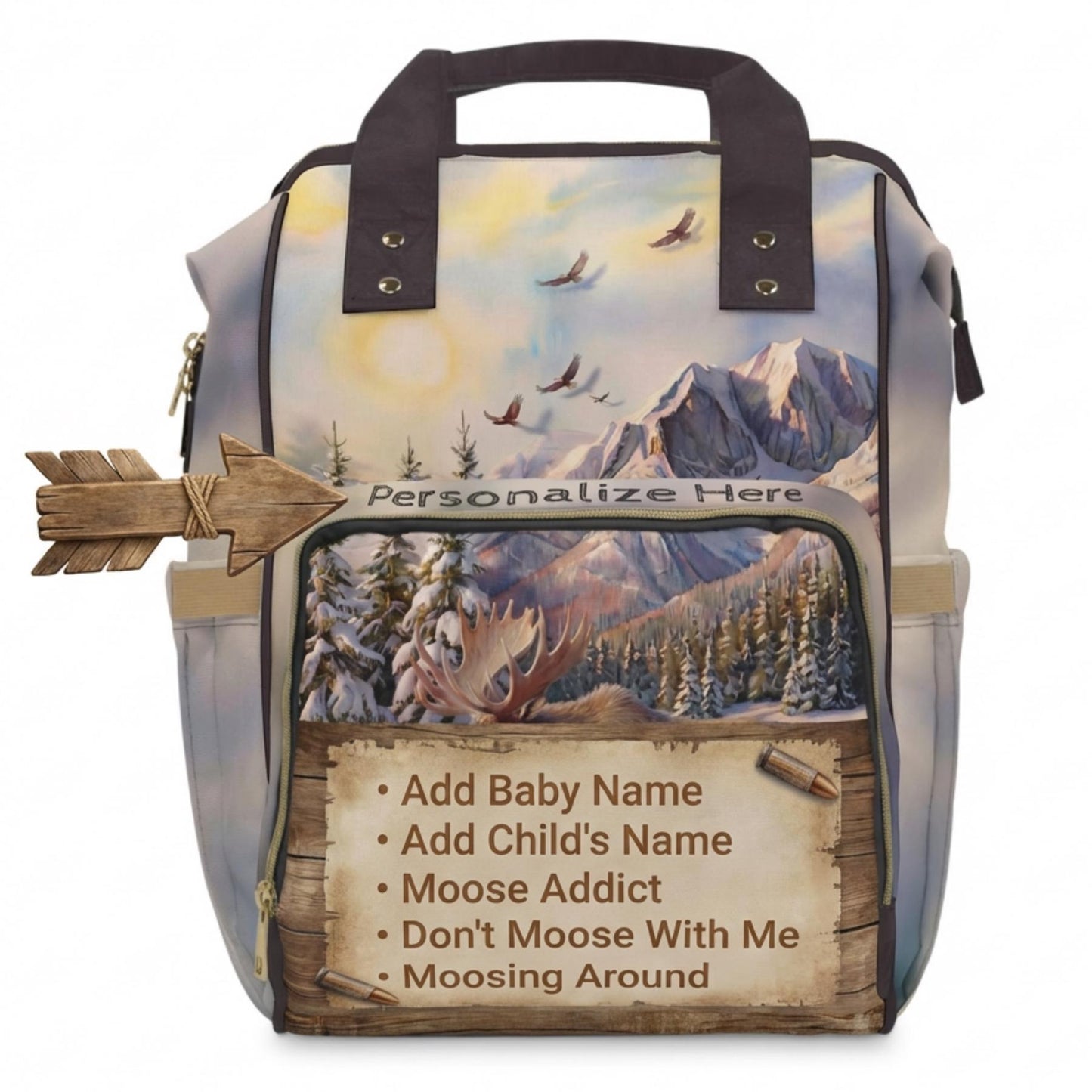 Woodsy Moose Cabin Diaper Backpack Baby Nursery Diaper Bag cabin Moose themed baby diaper bag The perfect woodsy theme for a nursery
