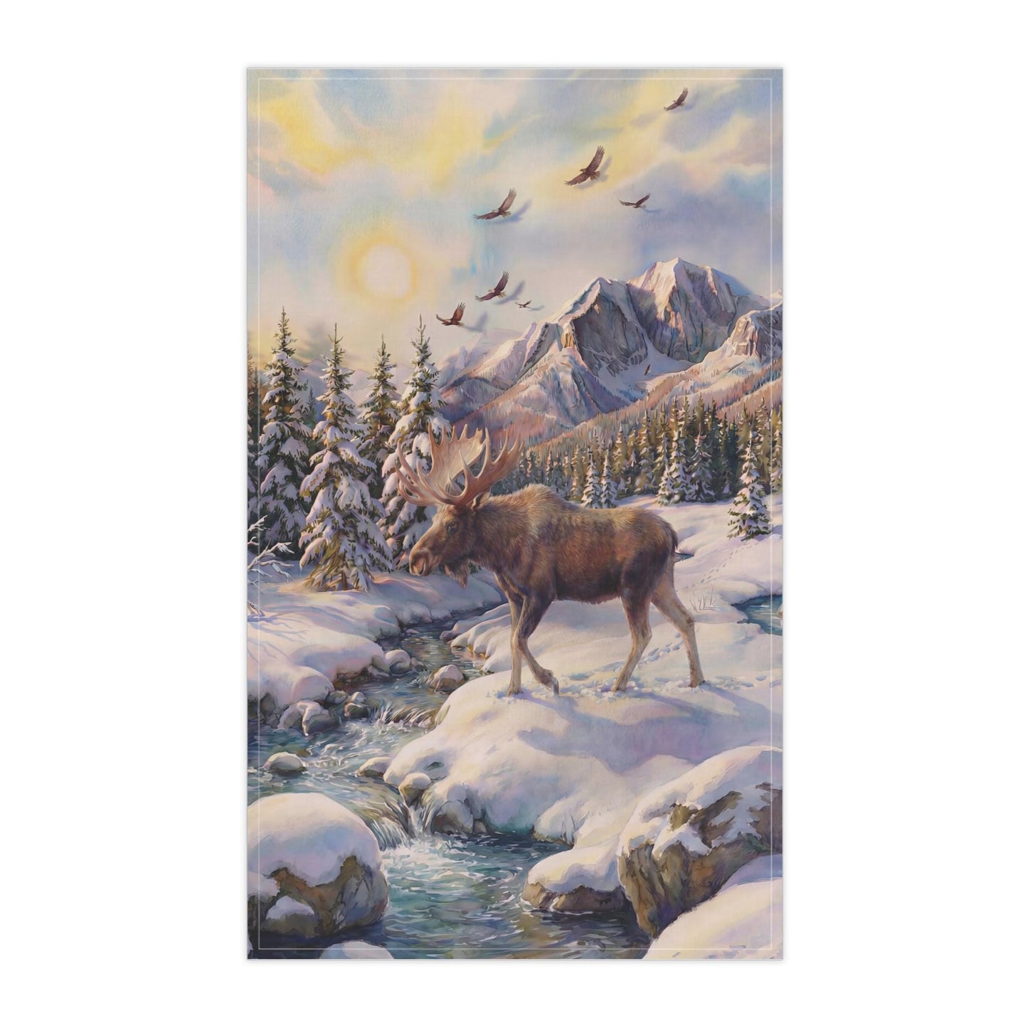Rustic Moose Kitchen Towel | Cotton Tea Towel, Cabin Home Décor | Cabin Décor for Kitchen | Cabin Home Accessories