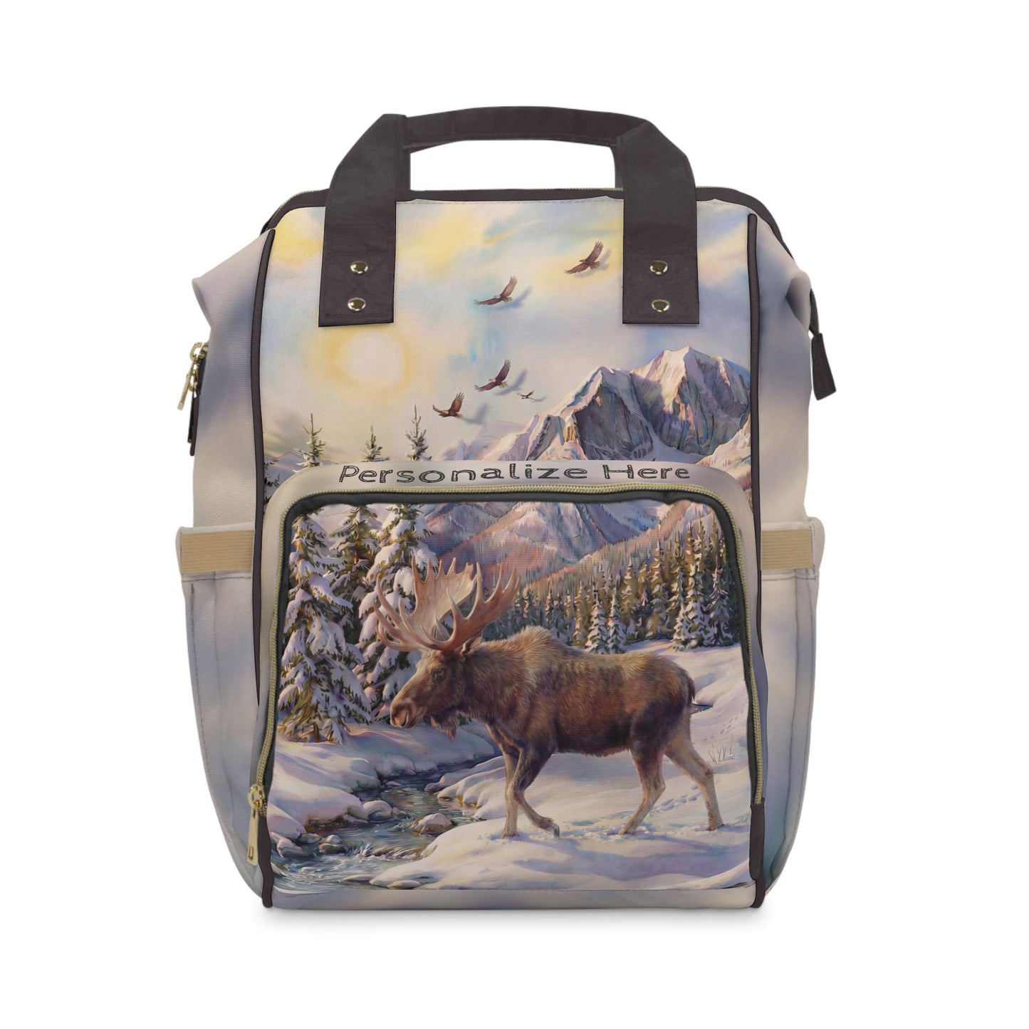 Woodsy Moose Cabin Diaper Backpack Baby Nursery Diaper Bag cabin Moose themed baby diaper bag The perfect woodsy theme for a nursery
