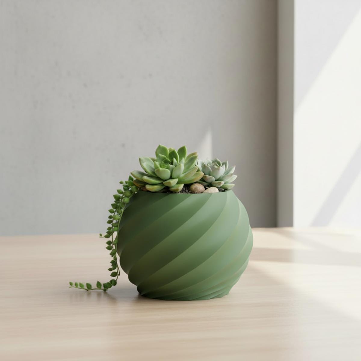 Succulent Planter, Cute Planter, 3D Printed Planter Pot, Houseplant Accessories, Spiral Design, Plant, Nursery Pot, Botany Home Déco