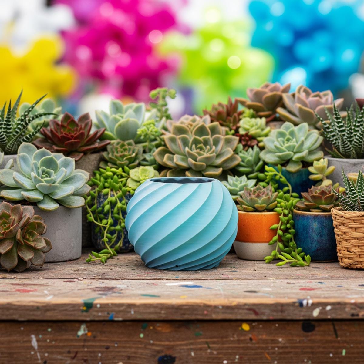 Succulent Planter, Cute Planter, 3D Printed Planter Pot, Houseplant Accessories, Spiral Design, Plant, Nursery Pot, Botany Home Déco