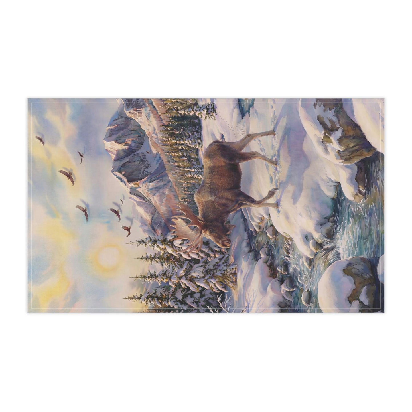 Rustic Moose Kitchen Towel | Cotton Tea Towel, Cabin Home Décor | Cabin Décor for Kitchen | Cabin Home Accessories