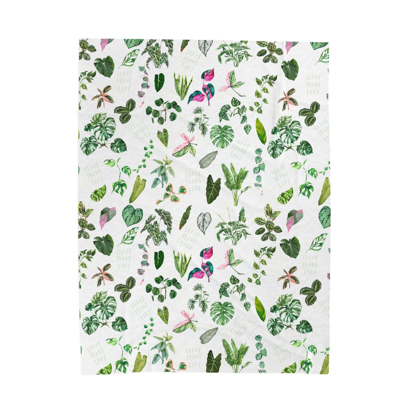 Velveteen Plush Blanket, Houseplant Gift, Plant Lady Throw, Cozy Plant Lover Decor, Botanical Blankie, Green Thumb Accent