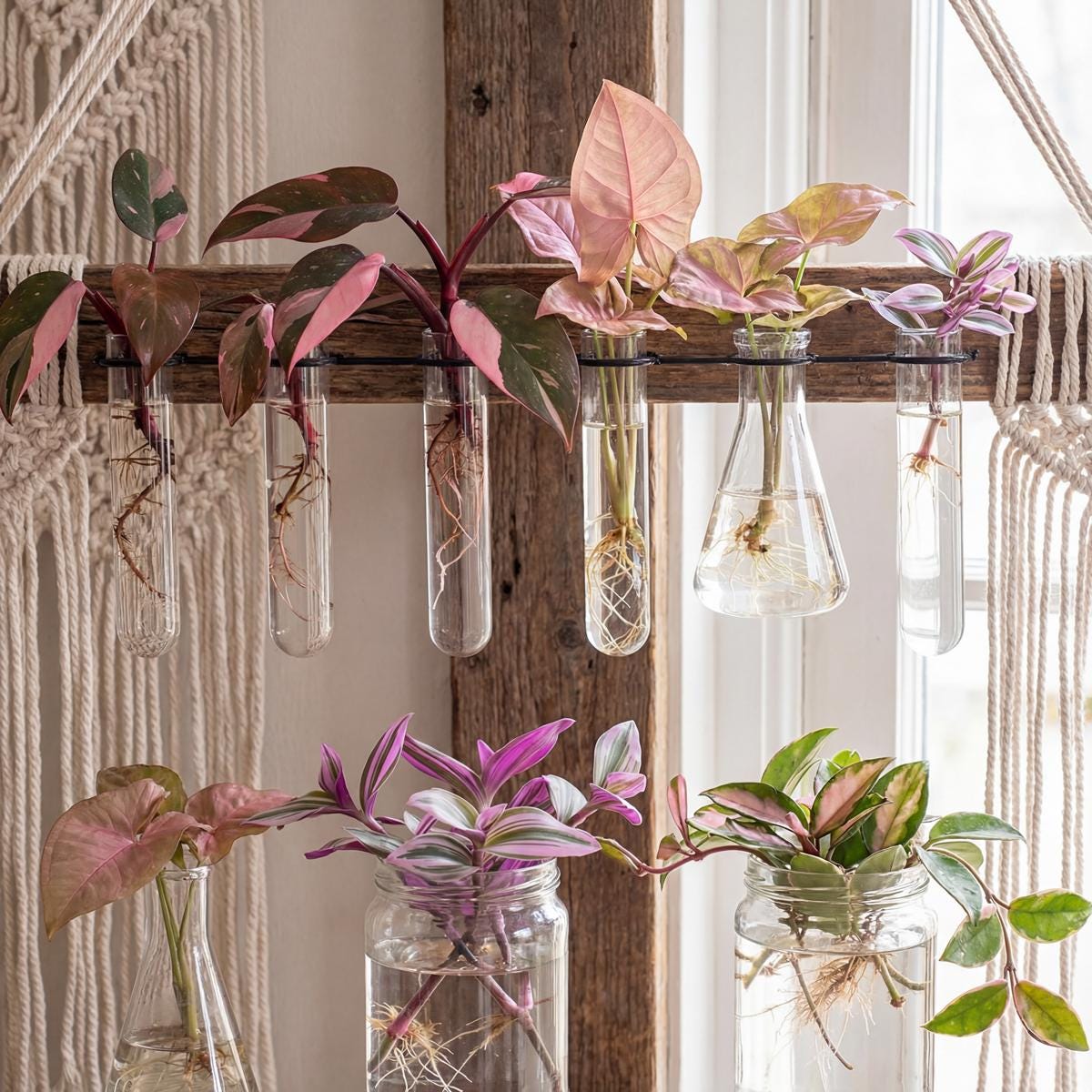 Pink House Plant Cutting Pink Plant Cutting Variety Colorful Plant Plugs, House Plant Cutting, Pink Plant Bundle Beginner Plant Gift