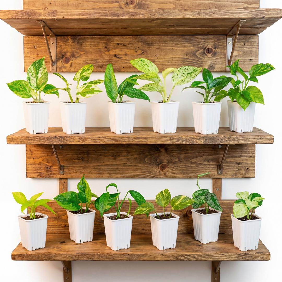 2” Rooted Pothos and Philodendron Cutting Bundle: Beginner Friendly Live Indoor Houseplant Gift Box Set, Jungle Décor (1-3 day UPS Shipping)