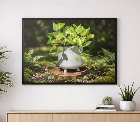Pothos Plant Photo Matte Canvas Framed Wall Art | Canvas