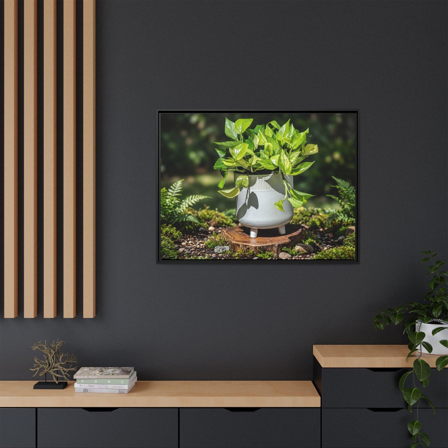 Pothos Plant Photo Matte Canvas Framed Wall Art | Canvas